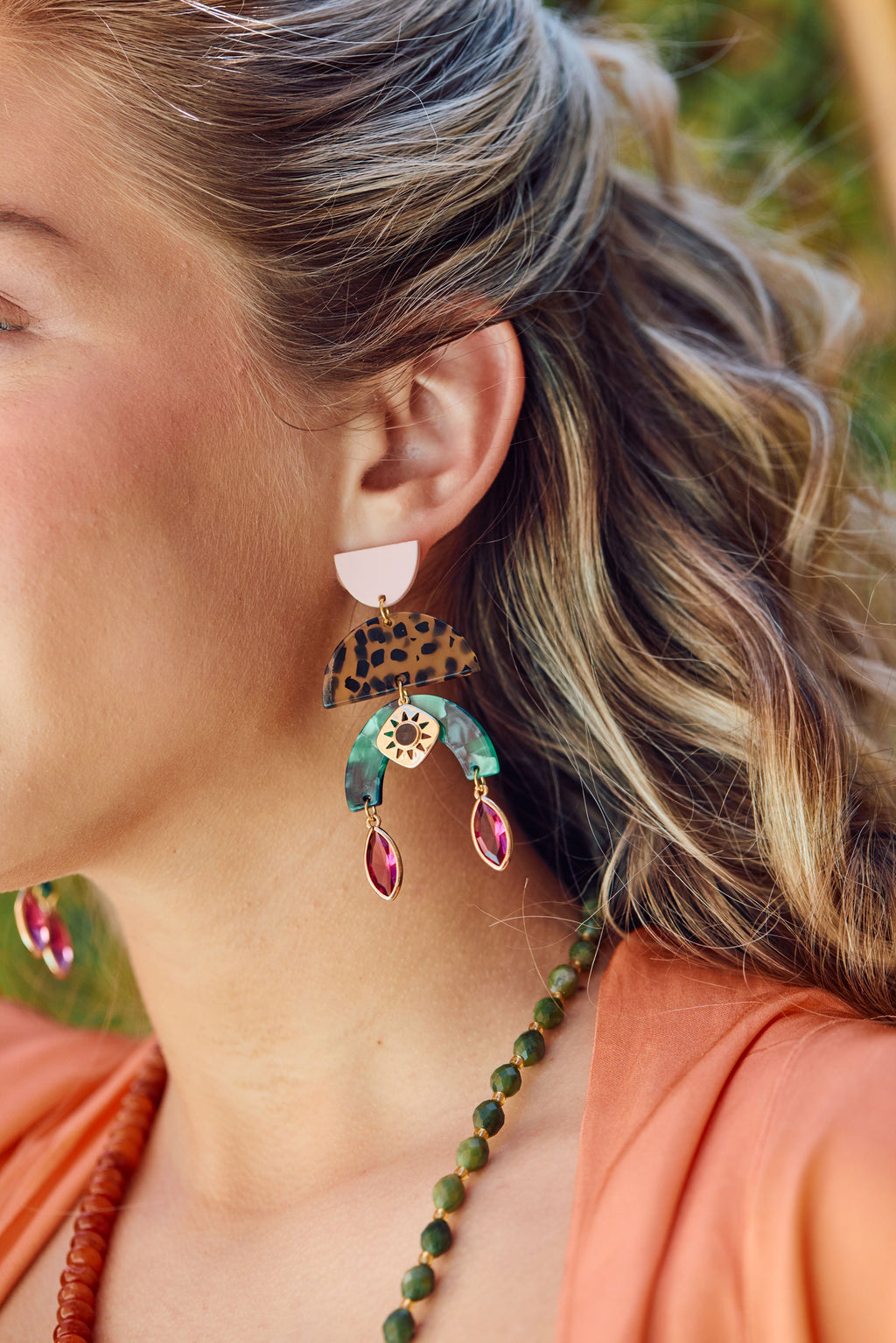 Rock Star Glam Dangle Resin Earrings