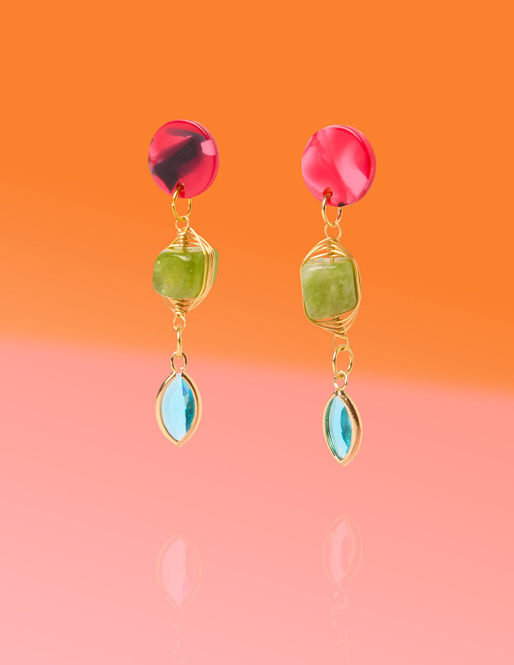 Good Fortune Jade Glam Dangles Red Multi