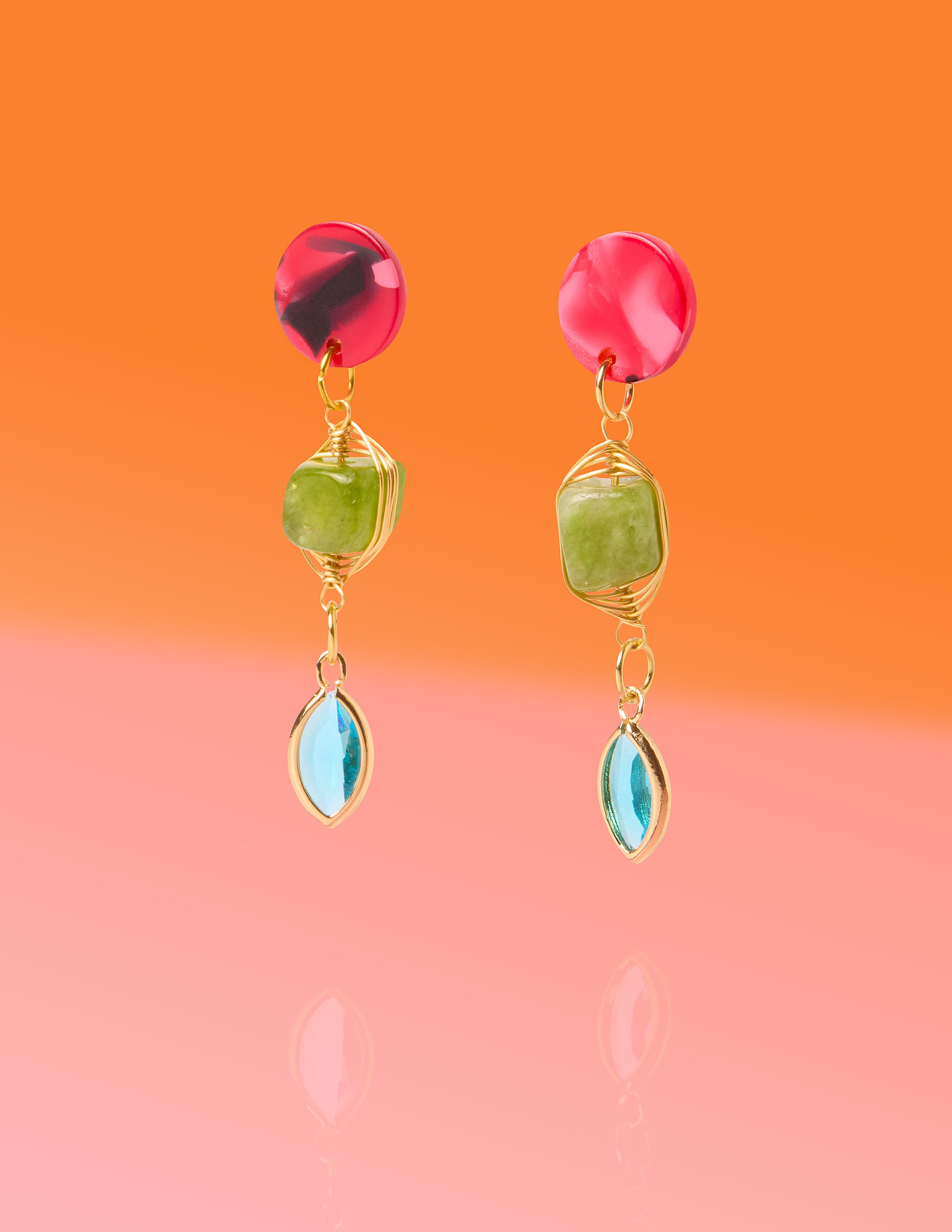 Good Fortune Jade Glam Dangles Red Multi