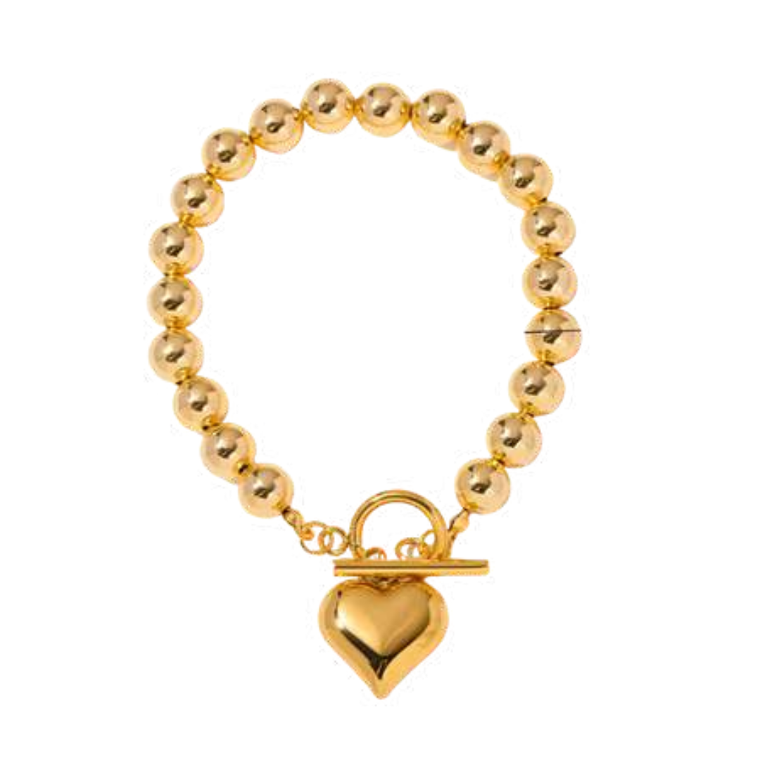 Trending Chic High Fashion Heart of Gold Bracelet