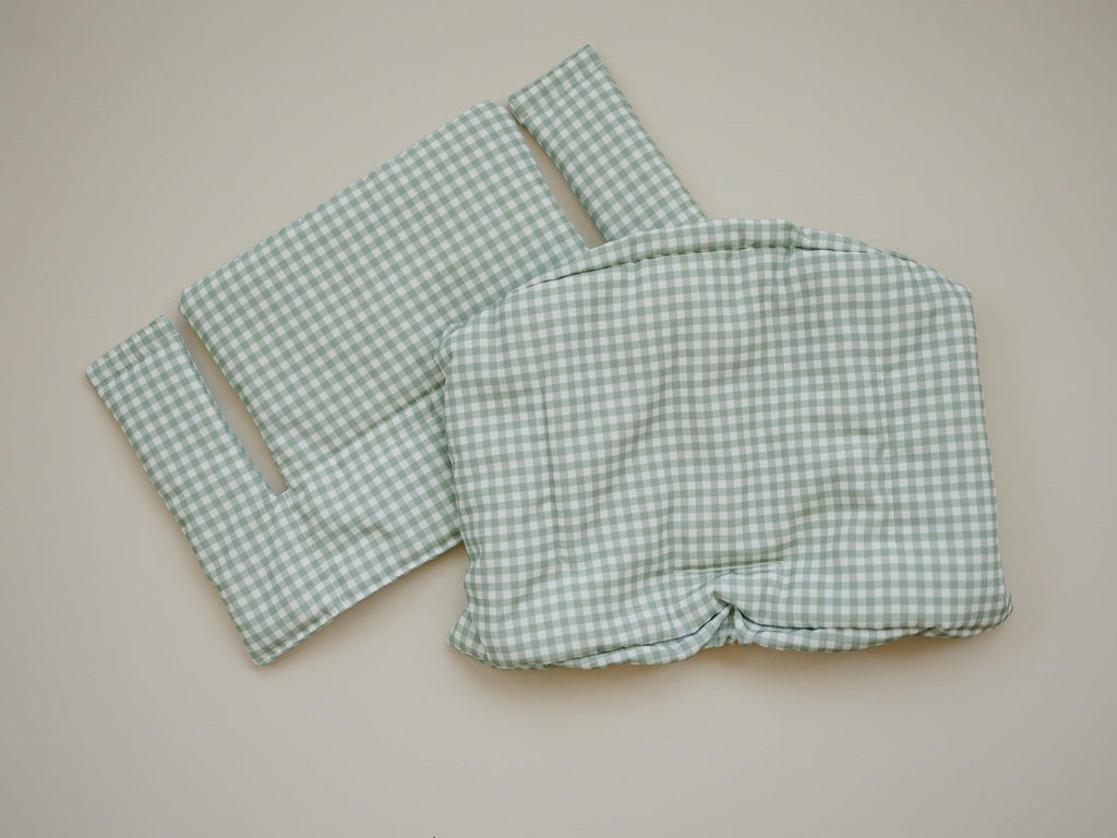 Sage Green Gingham Cushion for the Stokke Tripp Trapp Highchair - Wipeable Cover - Baby Highchair Accessories