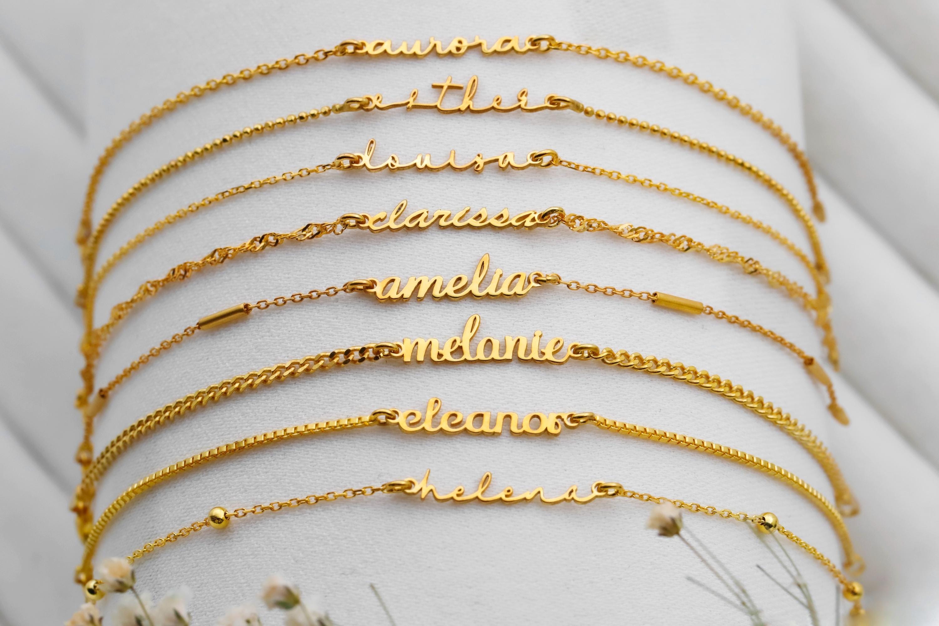 14K Gold Name Necklace - Customizable, Trendy, Chic