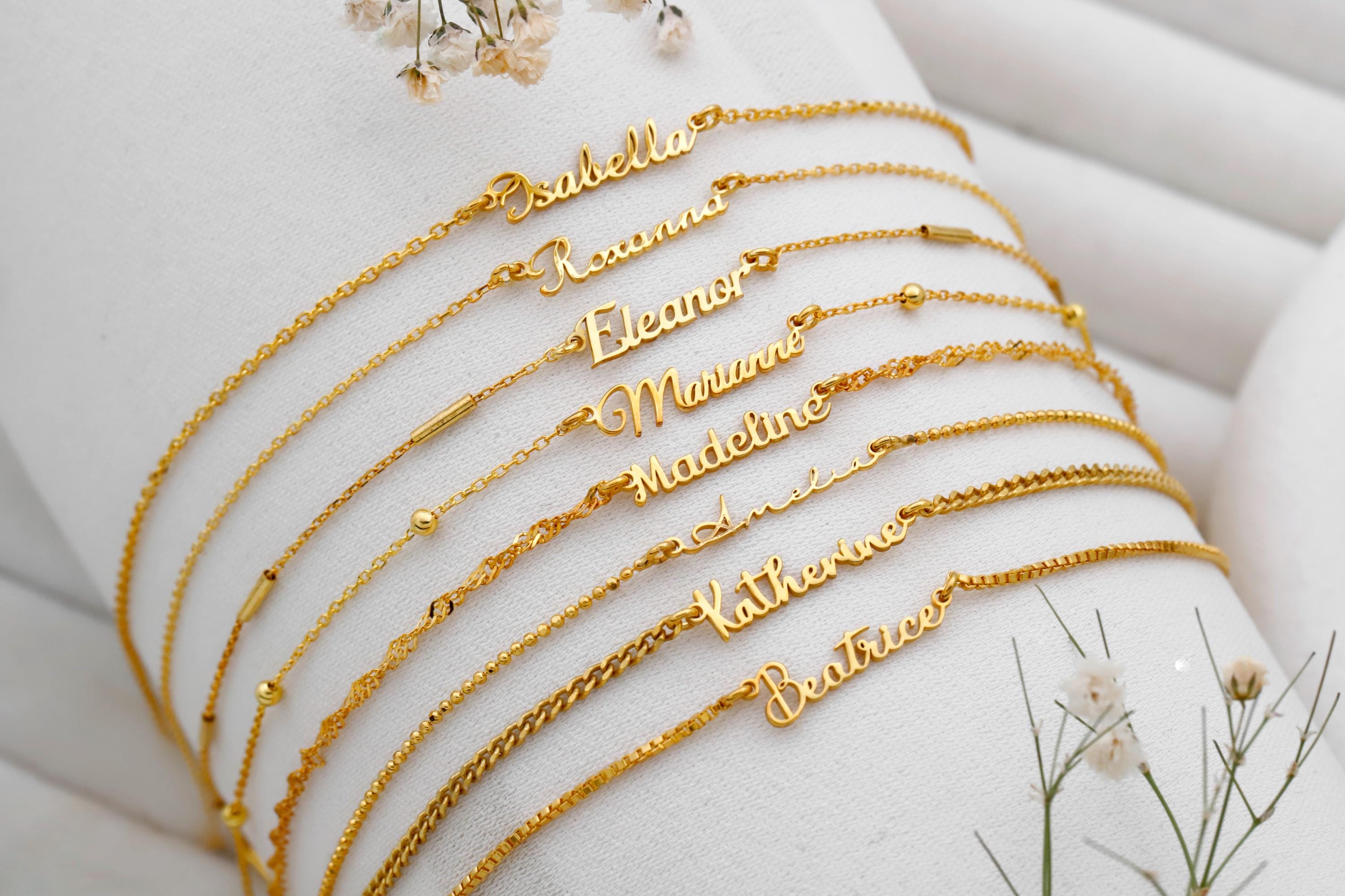 14K Gold Name Necklace - Customizable, Trendy, Chic